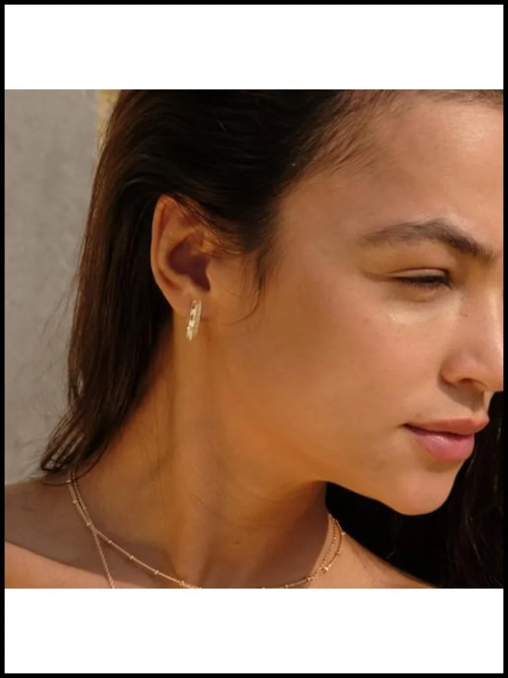 14k Gold Plated Huggie Earrings for Women Cubic Zirconia Hypoallergenic